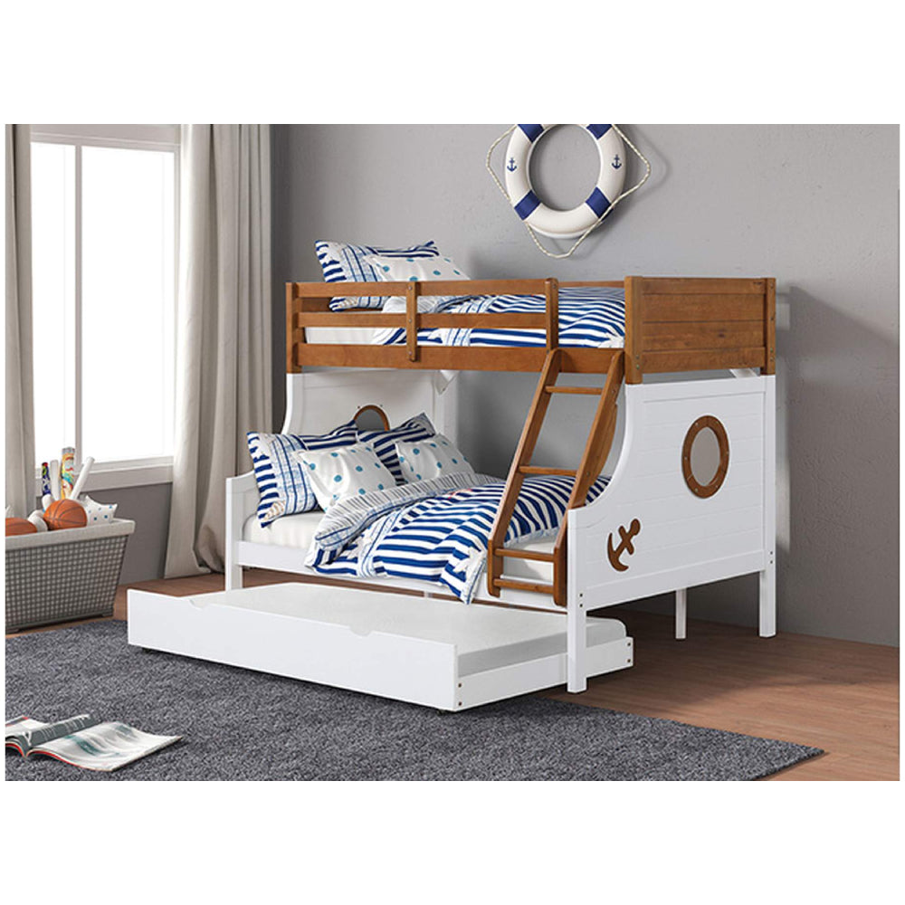 Nautia Twin over Full Bunk Bed by Furniture of America - Brown/White