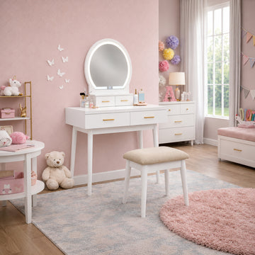 Vanity Aura with Mirror and Stool by Homelegance
