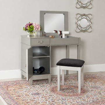 Lyon Vanity with Bench by Linon Home Decor - Silver