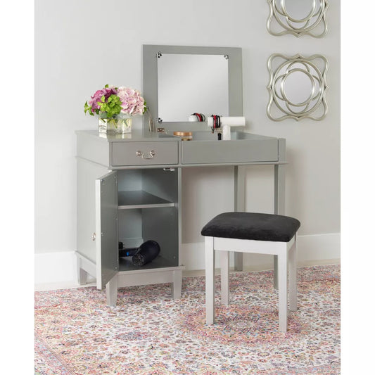 Lyon Vanity with Bench by Linon Home Decor - Silver