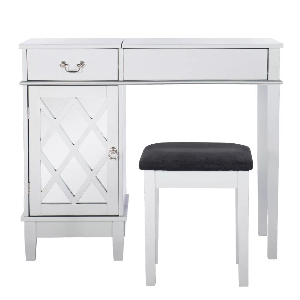 Lyon Vanity with Bench by Linon Home Decor - Silver