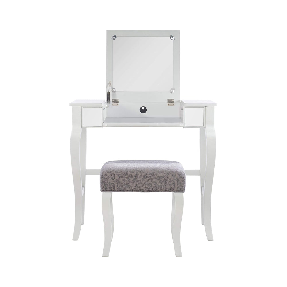 Kyoto Makeup Vanity Set with Flip Top by Linon Home Decor - Silver