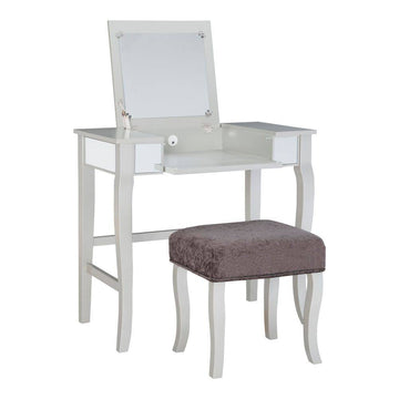 Kyoto Makeup Vanity Set with Flip Top by Linon Home Decor - Silver