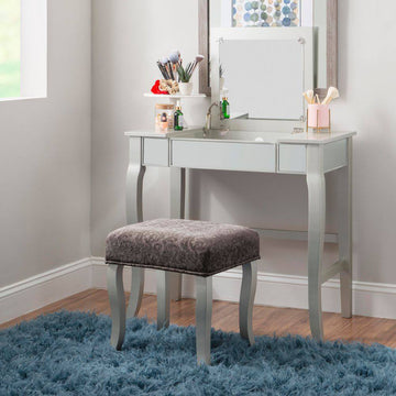 Kyoto Makeup Vanity Set with Flip Top by Linon Home Decor - Silver