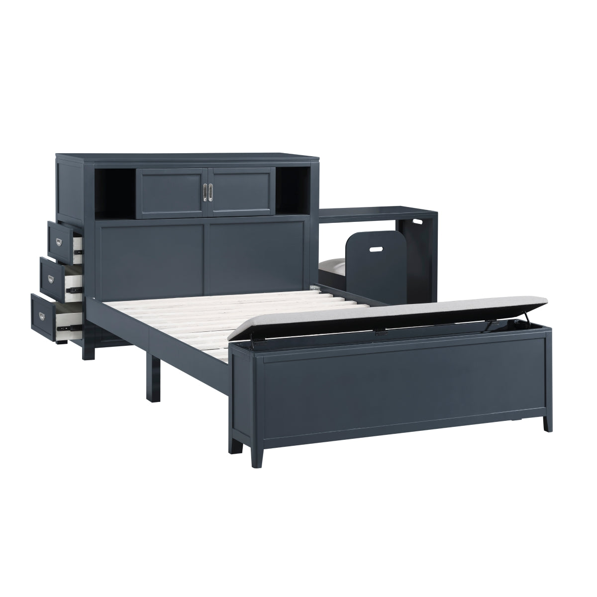 Youth Explorer Full Bookcase Platform Bed with Hidden Desk by Homelegance