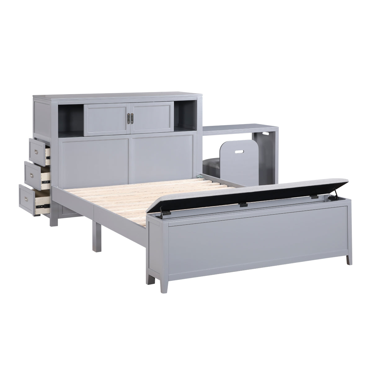 Youth Explorer Full Bookcase Platform Bed with Hidden Desk by Homelegance