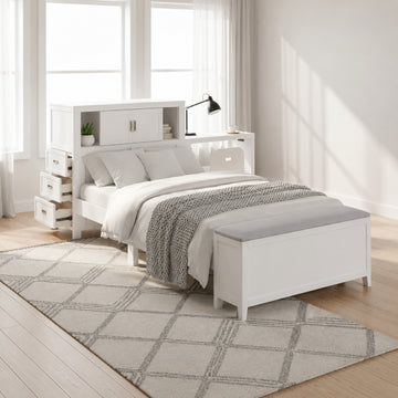 Youth Explorer Twin Bookcase Platform Bed by Homelegance - White
