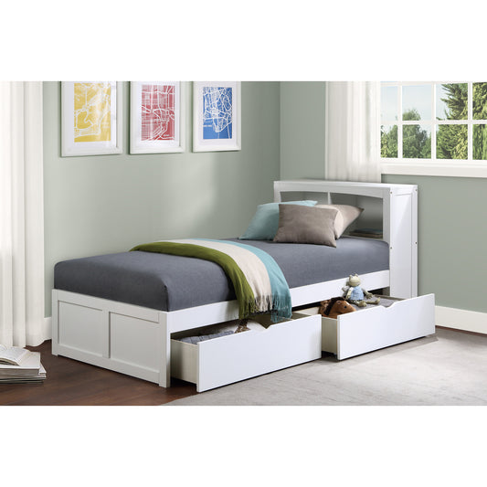Youth Explorer Twin Bookcase Platform Bed by Homelegance - White