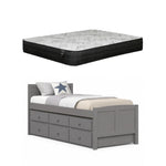 Akita Twin Size Trundle Bed by Lifestyle - Gray + Astoria 9" Pocket Coil Twin Mattress by Comfort Bedding