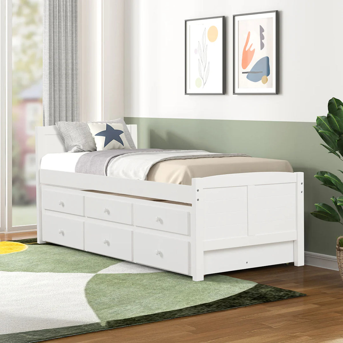 Akita Twin Size Trundle Bed with Drawers by Lifestyle