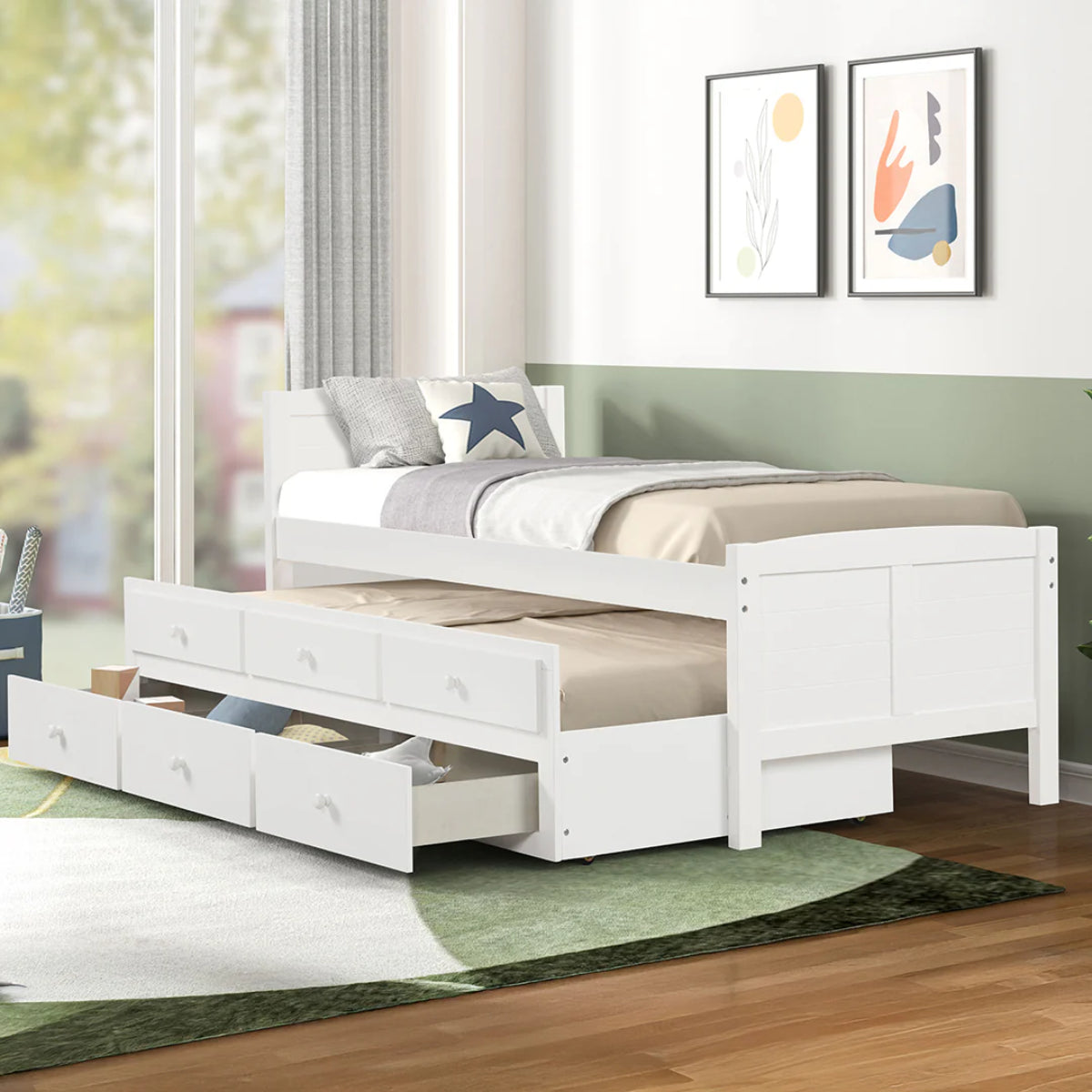 Akita Twin Size Trundle Bed with Drawers by Lifestyle