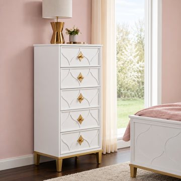 Emma Lingerie Chest with 5 Drawers by Martin Svensson Home - White/Gold