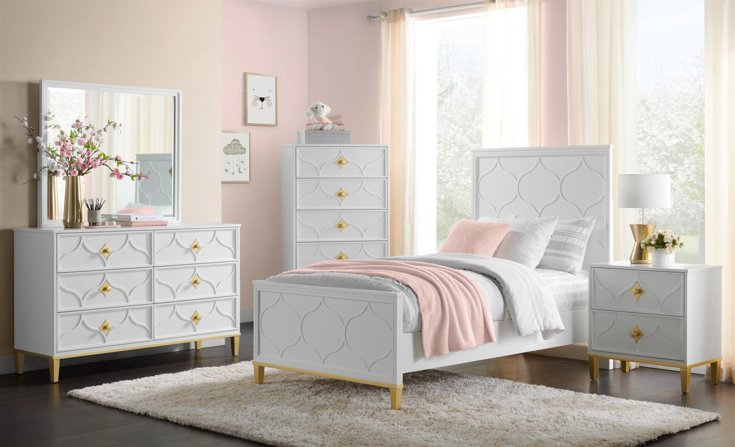 Martin Svensson Home Emma White and Gold Full Bedroom Set