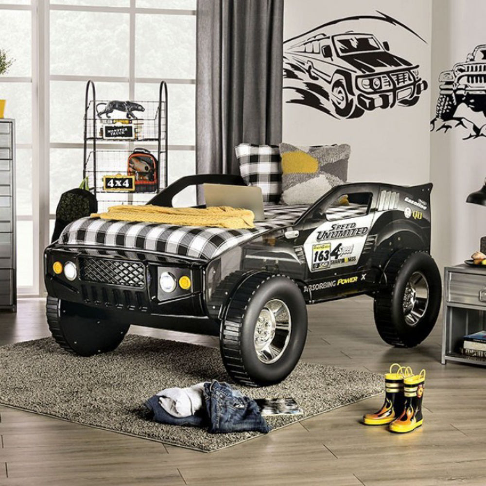 Speed Jump Twin Size Off-Road Car Bed by Furniture of America - Black