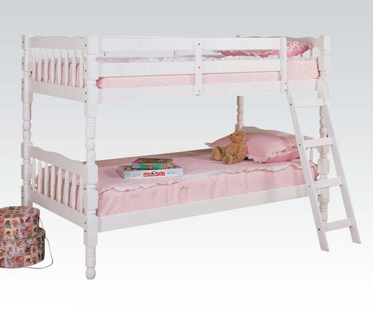 White Twin Over Twin Bunk Bed by Acme Furniture - White