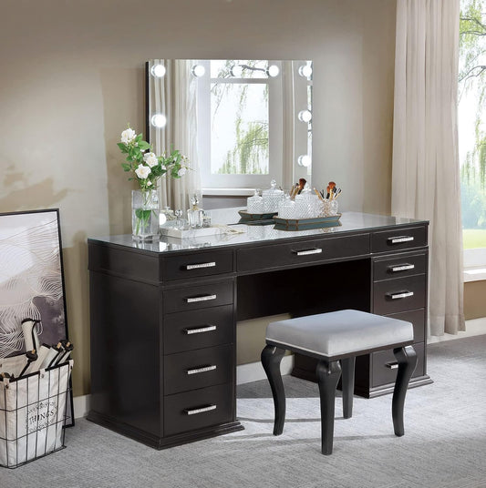 Tocador Valentina de Furniture of America, gris oscuro