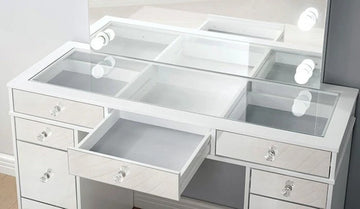 Margaret Vanity Set with Stool - White