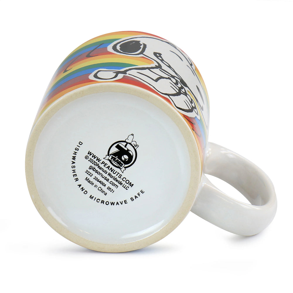 Peanuts 70th Anniversary Classic Snoopy Rainbow Stoneware Mug Set (4-Piece)