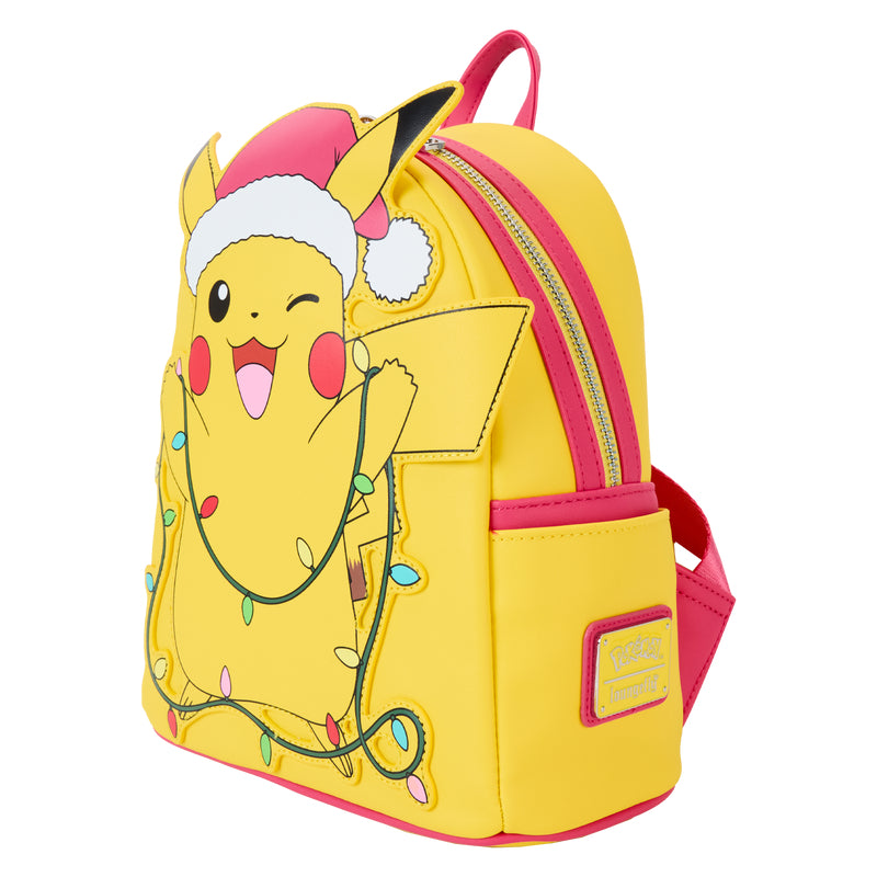 Loungefly Pokémon Santa Pikachu Light Up Mini Backpack - Yellow/Pink