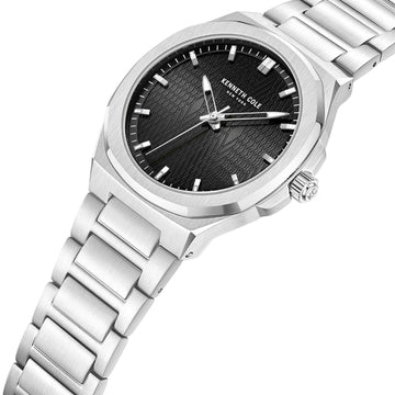 Kenneth Cole New York Modern Classic Men's 41mm Silver-Tone Bracelet Watch - Black Dial
