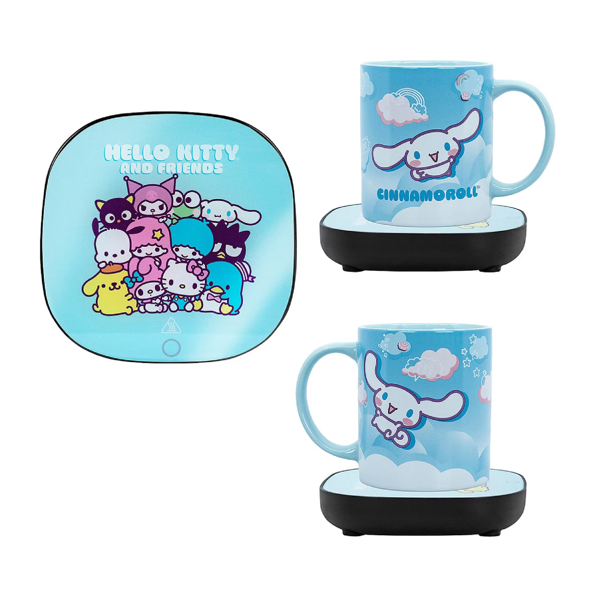 Juego de calentadores de tazas Cinnamoroll de 12 oz de Hello Kitty y sus amigos, azul claro