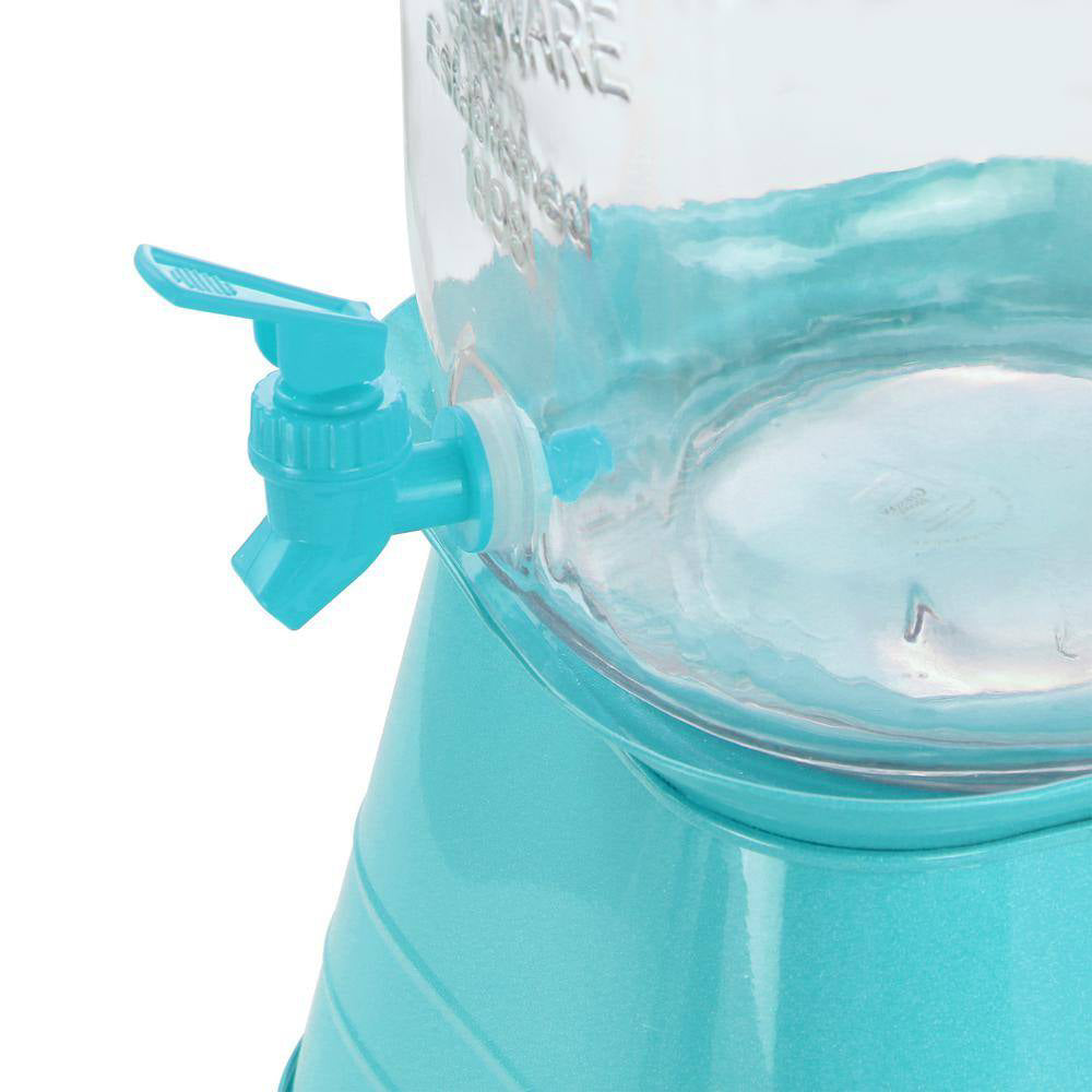 Gibson Home 2 Gallon Glass Mason Jar Dispenser with Metal Lid - Blue