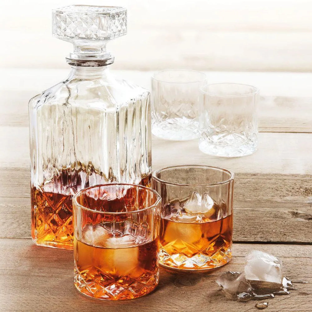 Koopman Decanter and Glasses 5-Piece Set, Clear