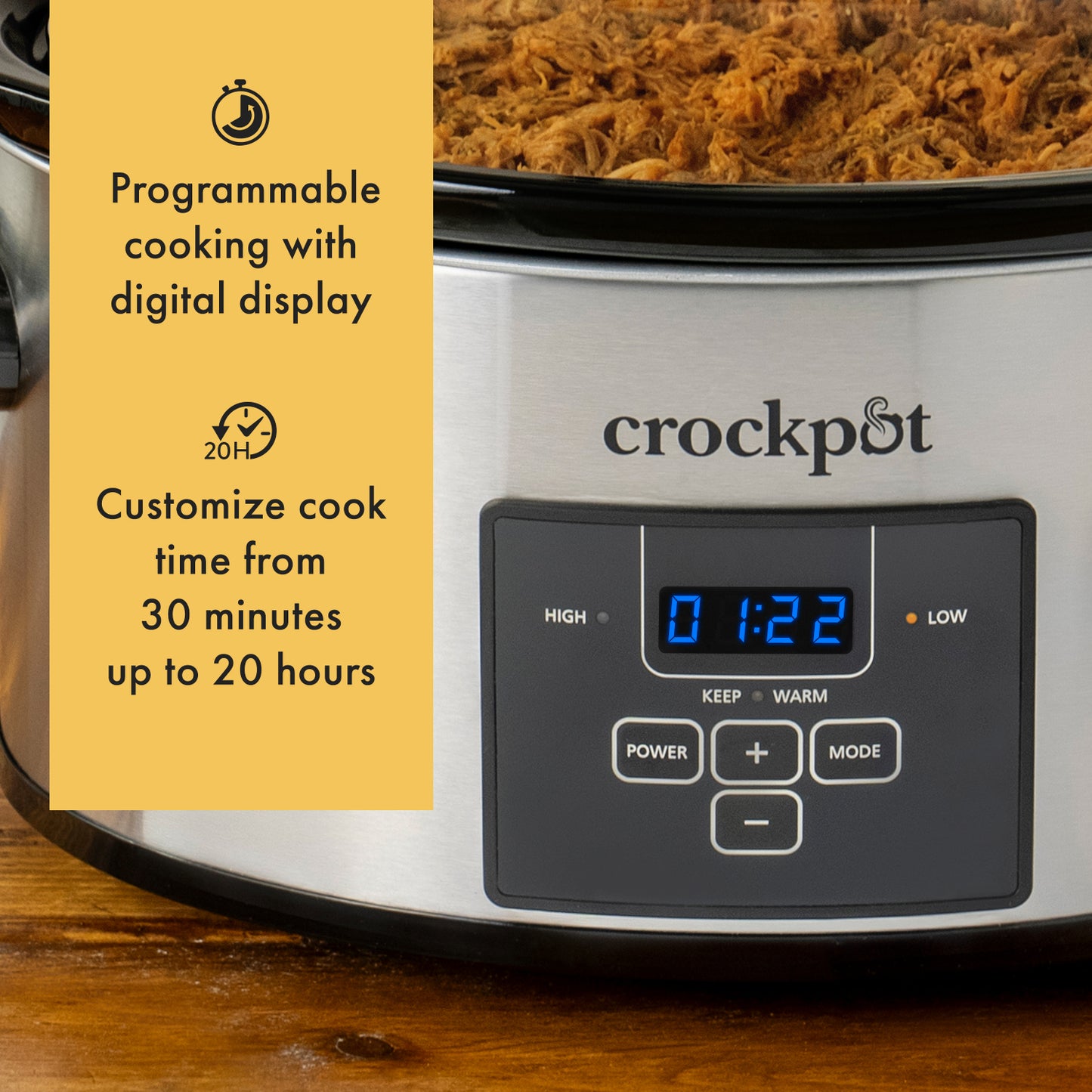 Olla de cocción lenta programable Smart-Pot de 6 cuartos de galón Crock-Pot 2137019 - Acero inoxidable