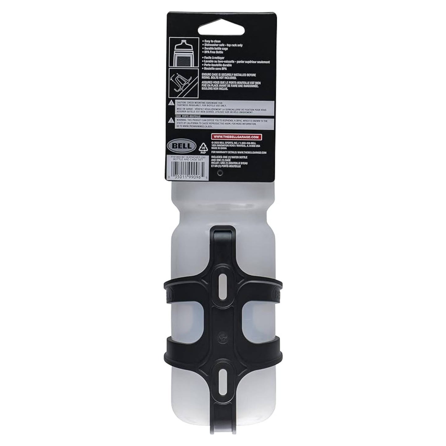 Botella de agua de plástico y portabotellas Bell Quencher de 26 oz, transparente