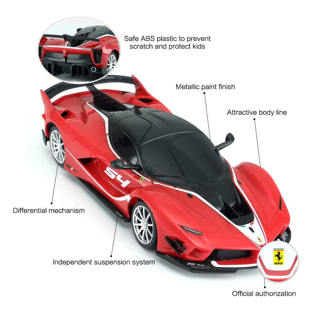 Coche de juguete a control remoto Ferrari FXX K Evo Rastar 1:24, color rojo