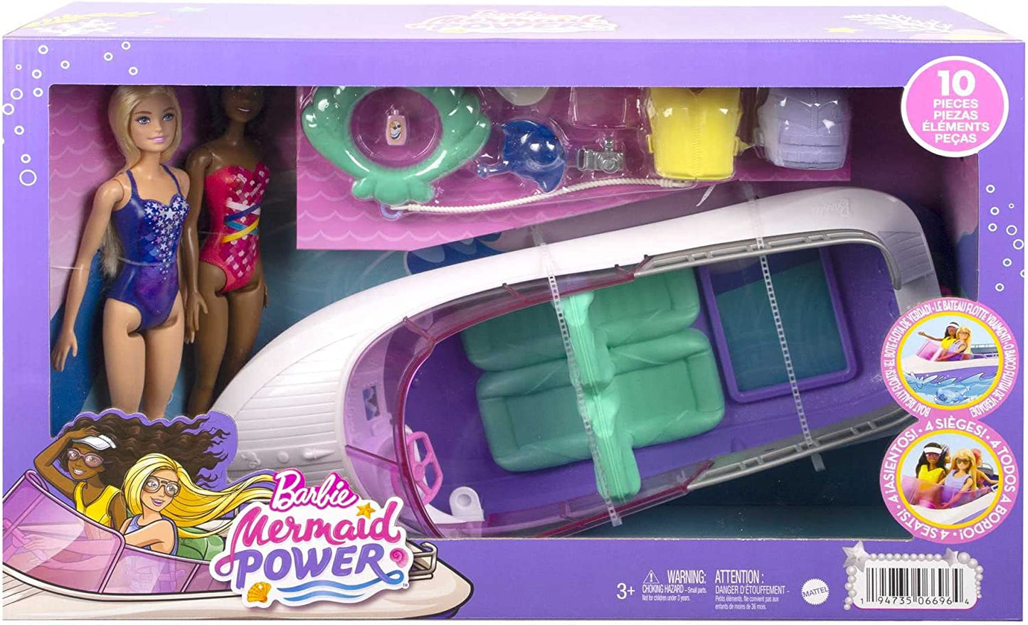 Barbie Mermaid Power Dolls, Boat and Accessories