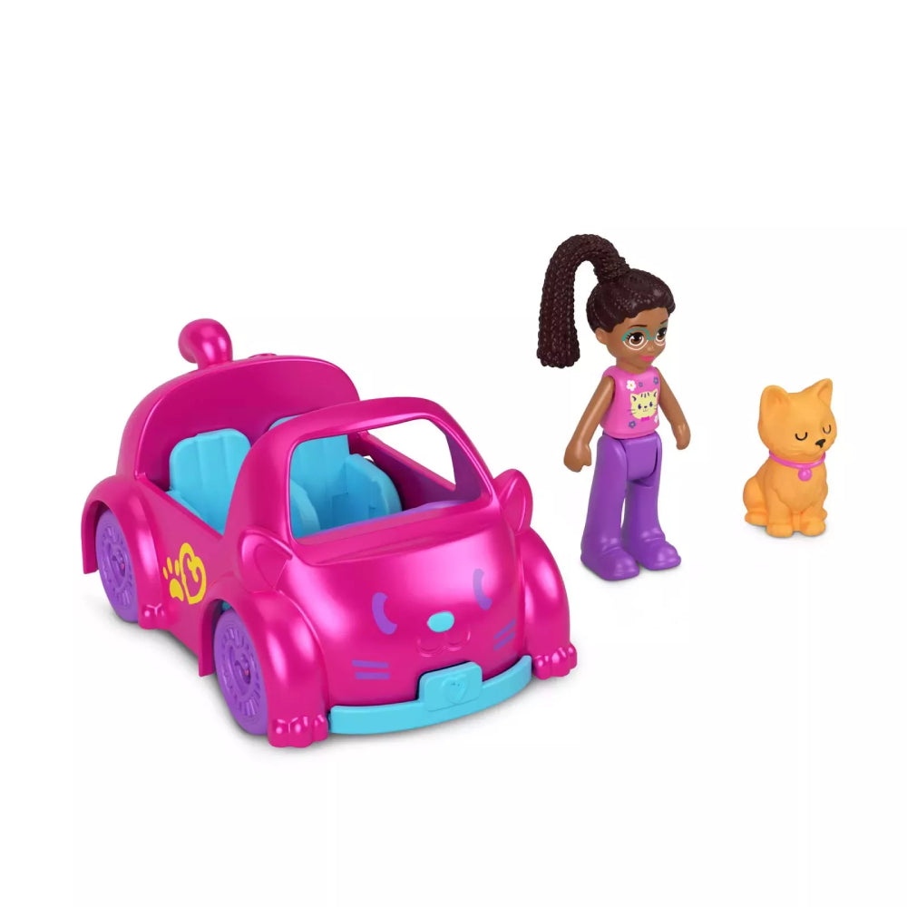 Conjunto de muñeca en miniatura y vehículo de fundición a presión Polly Pocket con minimascota (surtido)