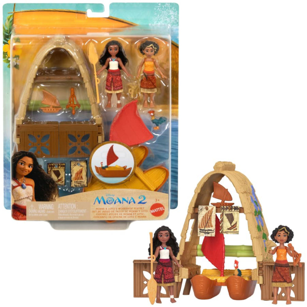 Mattel Disney Moana 2 and Loto's Workshop Playset with 2 Small Dolls