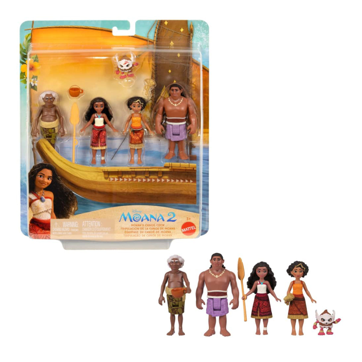 Mattel Disney Moana 2 Canoe Crew Playset with 5 Small Dolls