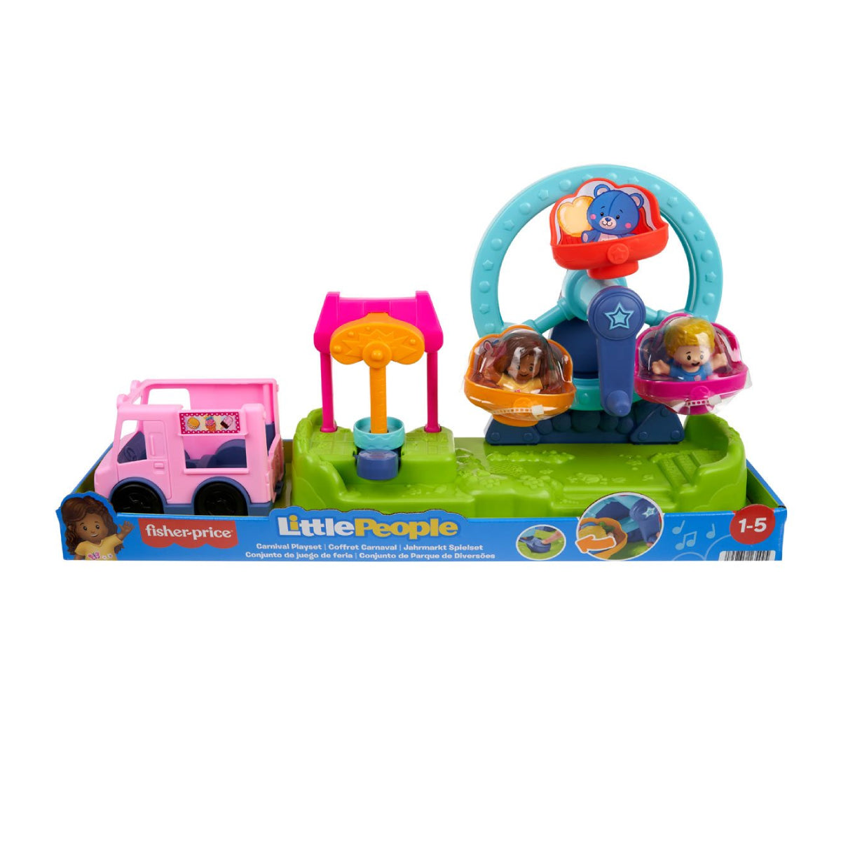 Juego de carnaval Little People de Fisher-Price con noria, figuras y efectos de sonido