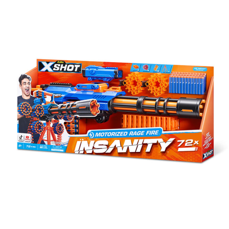 X-Shot Insanity Motorized Rage Fire Blaster with 72 Darts