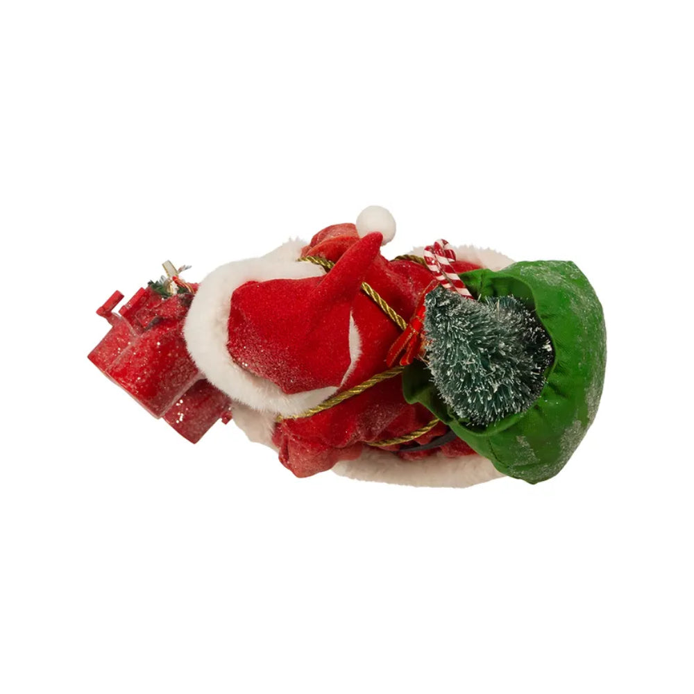 Papá Noel de 10,5" con buzón, de Kurt Adler, en tela, rojo y blanco