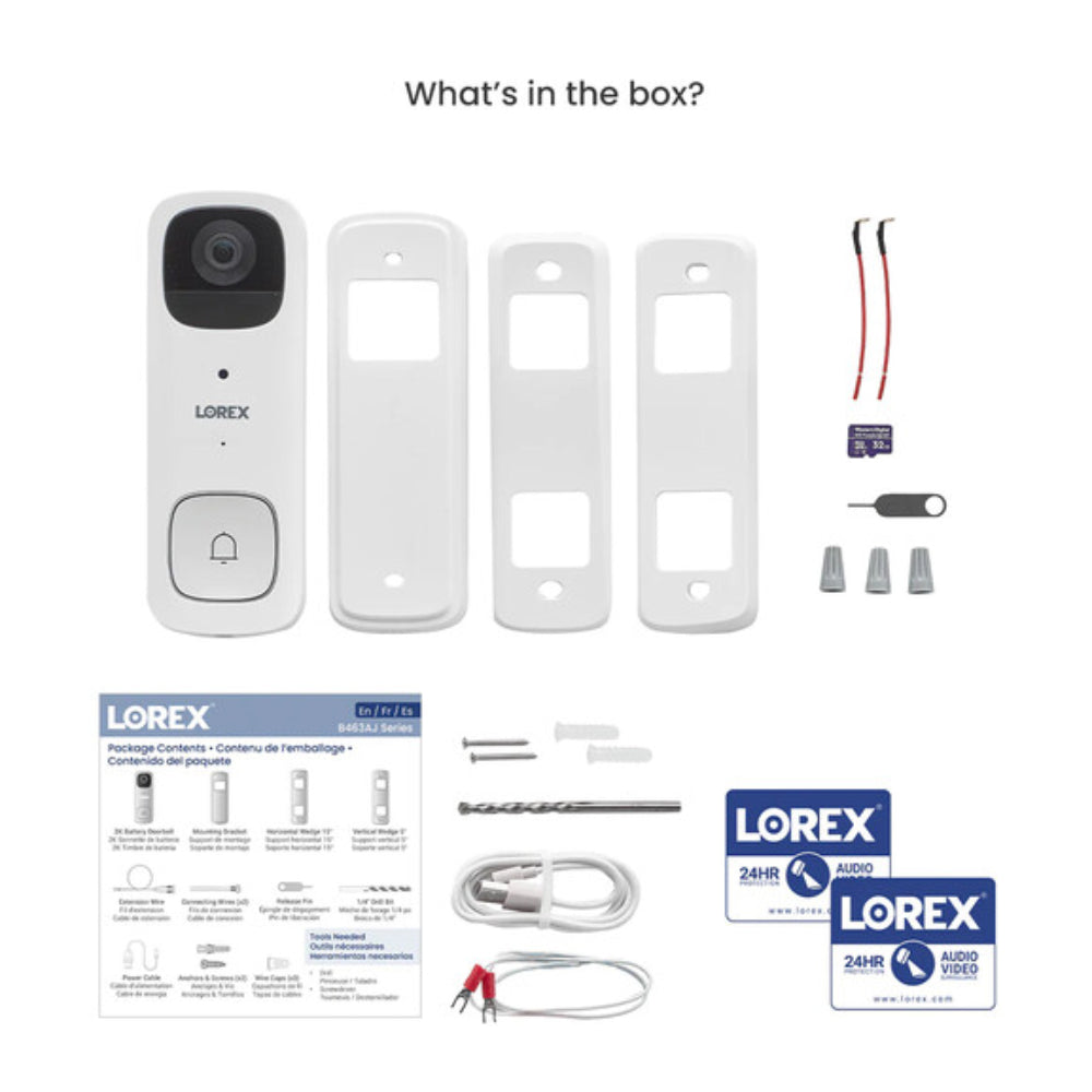 Lorex B463AJD-E 2K QHD Wi-Fi Battery-Powered Video Doorbell - White