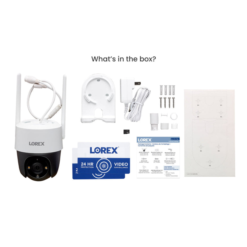 Lorex 2K Pan-Tilt Outdoor Wi-Fi Security Camera, Black/White