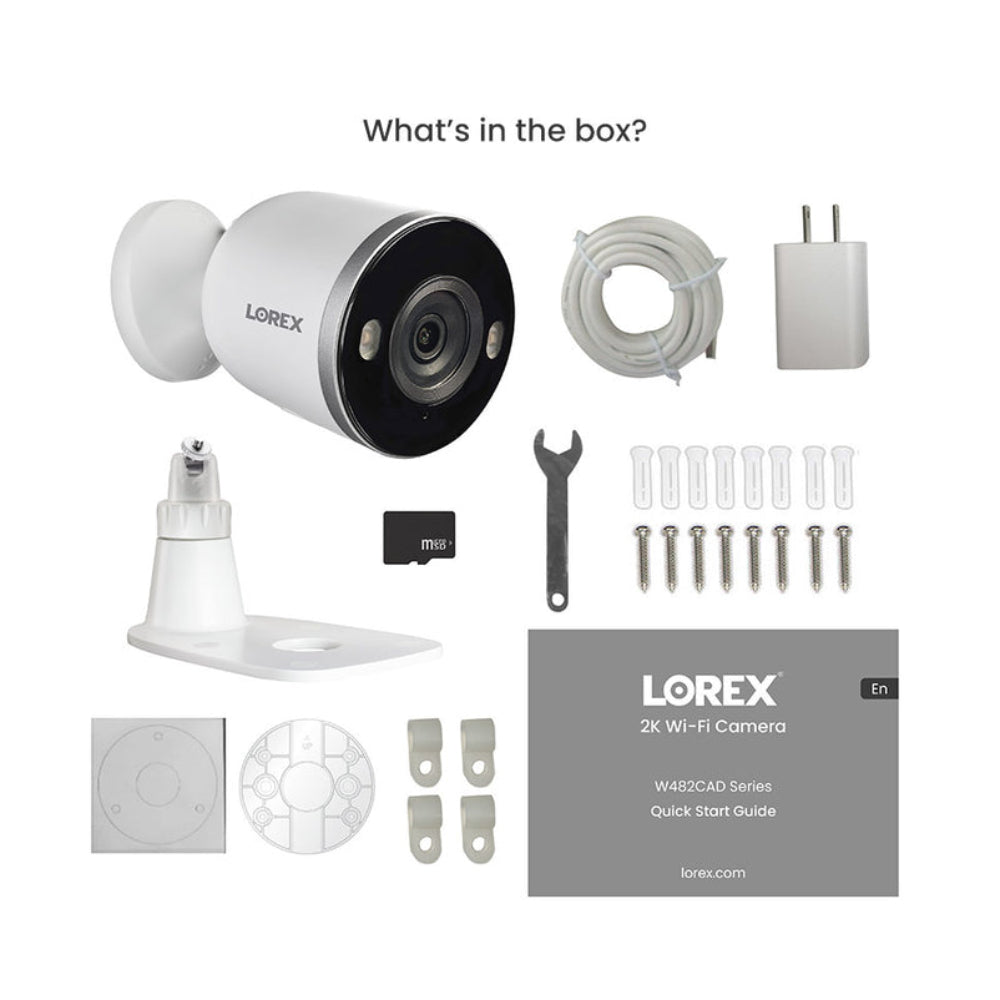 Cámara de seguridad Wi-Fi para interiores y exteriores Lorex 2K Spotlight, color negro y blanco