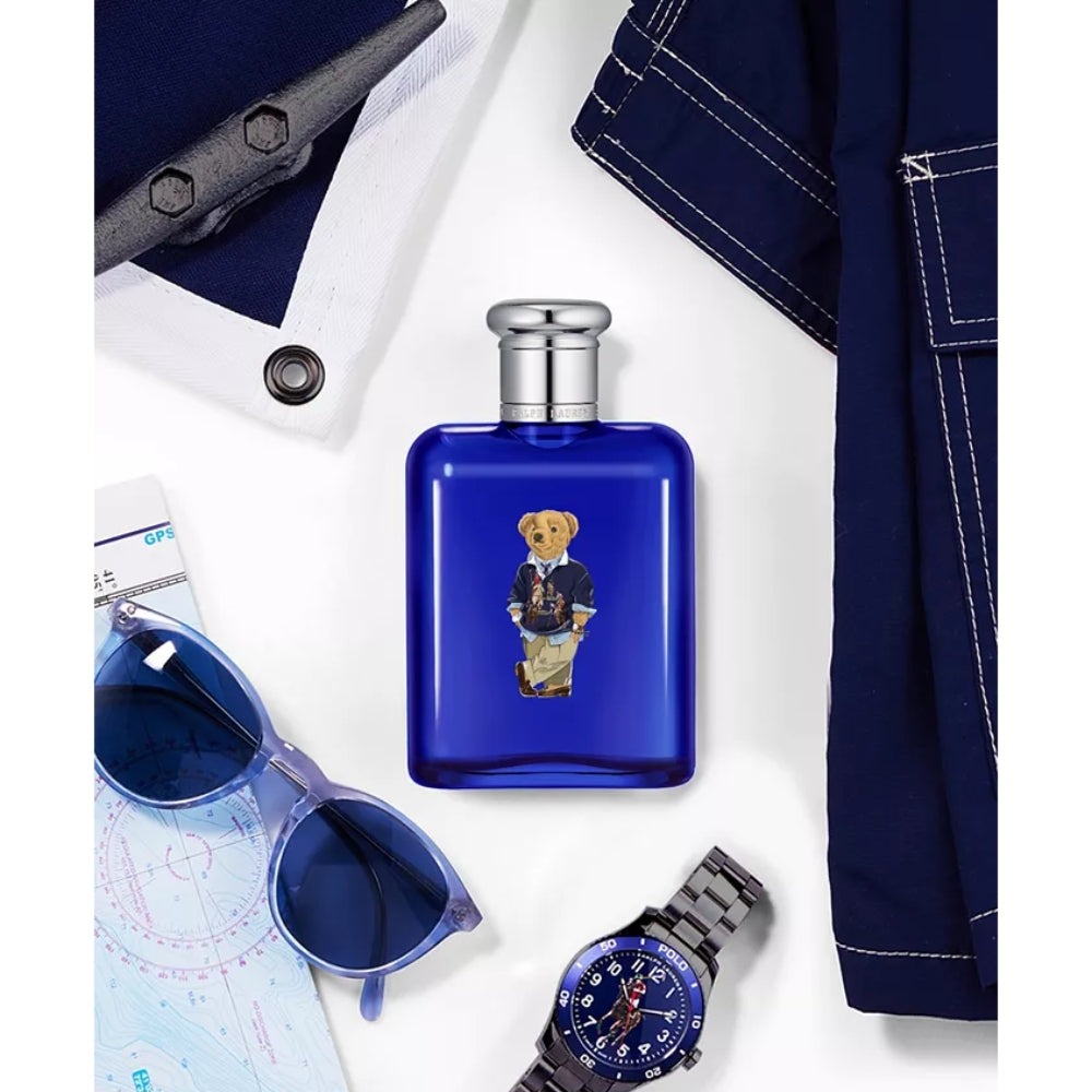 Ralph Lauren Polo Blue Eau de Toilette para hombre de 4,2 oz en aerosol de edición limitada Bear