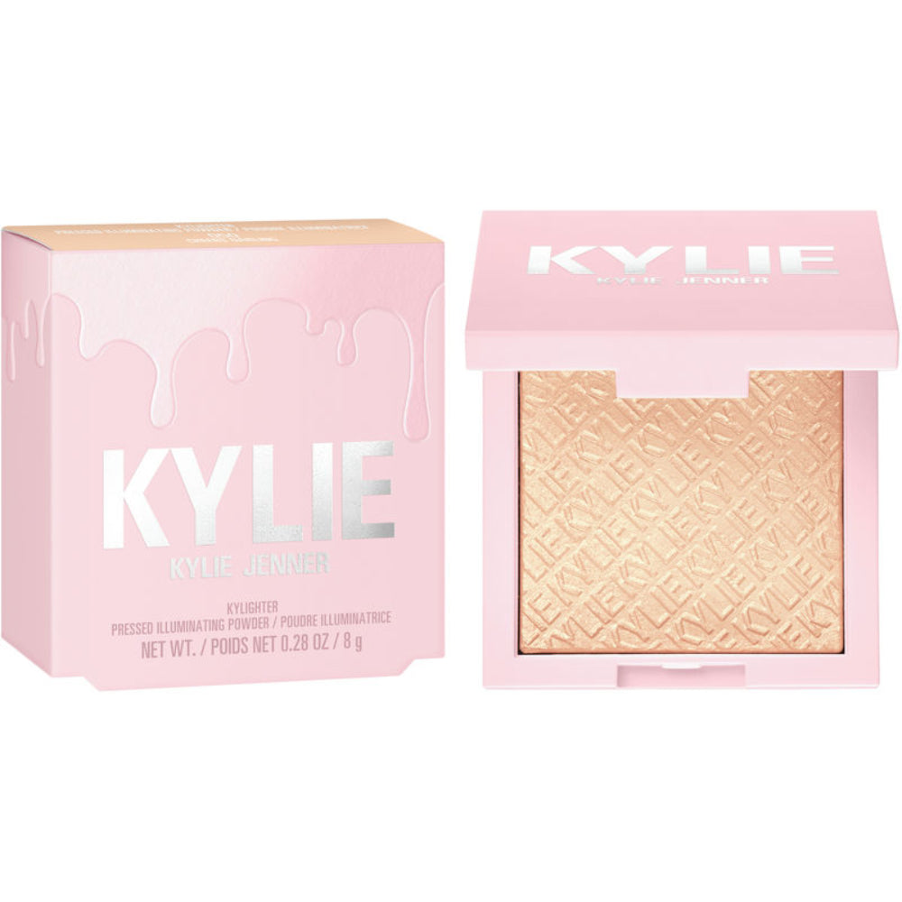 Polvo iluminador Kylighter 050 Cheers Darling de 0,28 oz de Kylie Cosmetics: fórmula que deja la piel transpirable