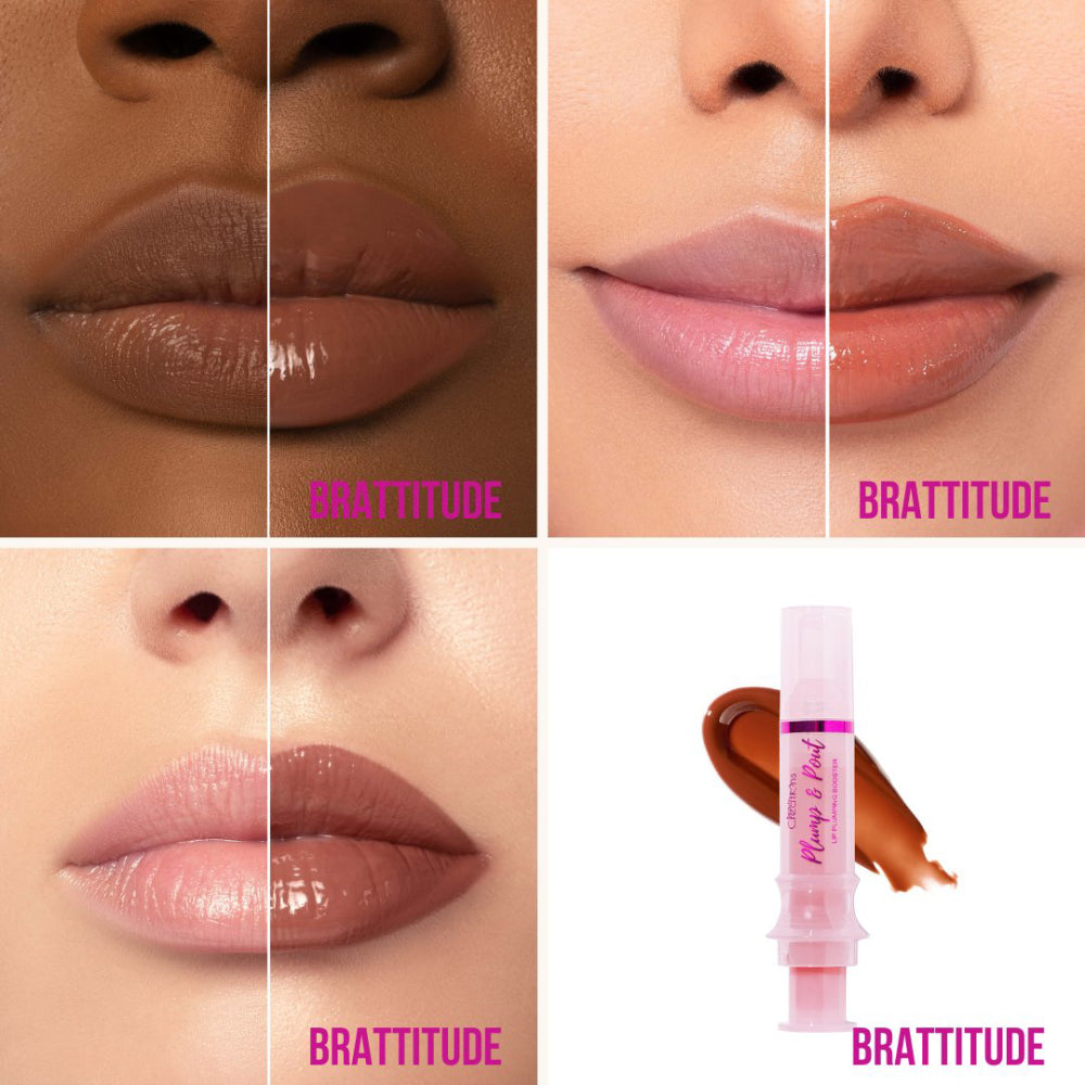 Brillo de labios voluminizador Plump &amp; Pout de Beauty Creations - Brattitude