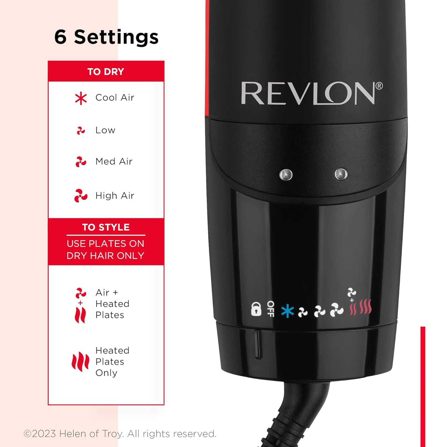 Secador de pelo Revlon RVDR5330 One-Step Dry and Straight - Negro/Rojo