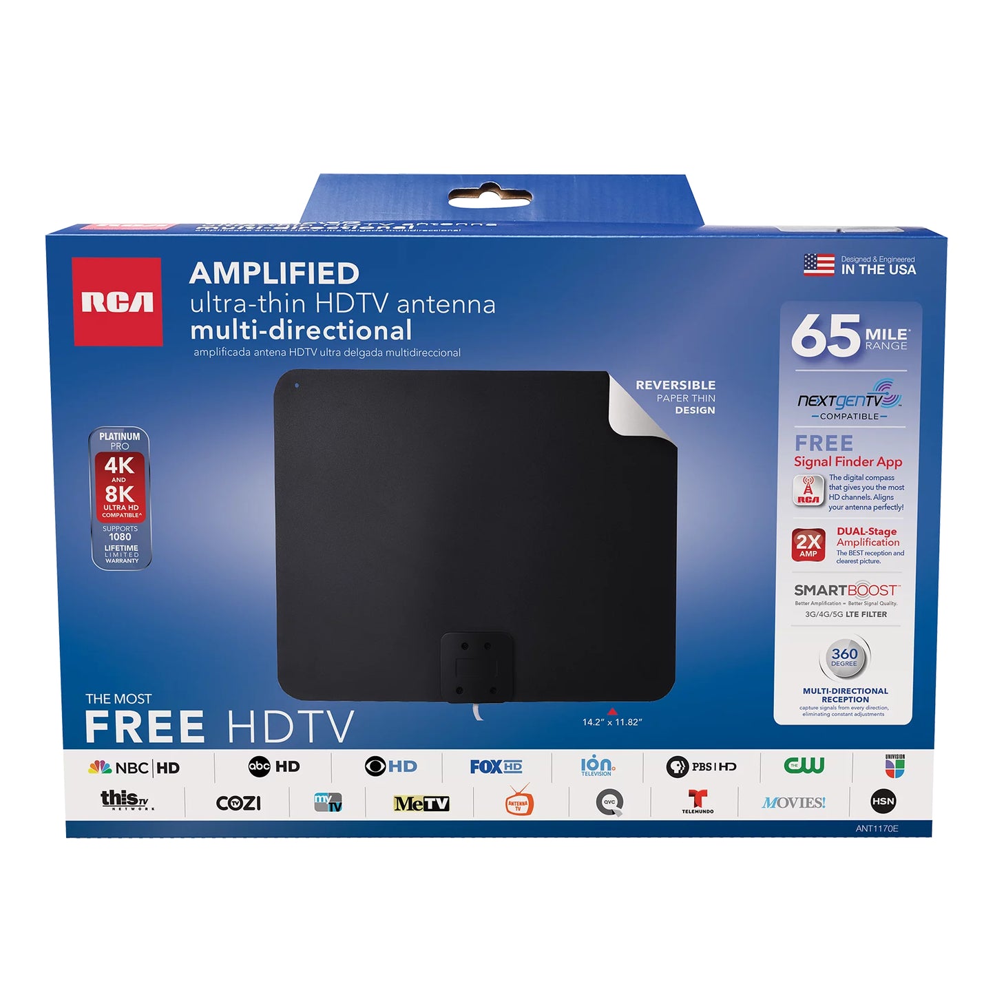 RCA Amplified Indoor Ultra Thin HDTV Antenna - Black