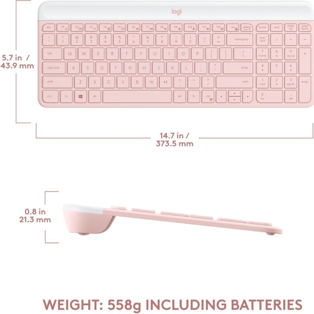 Teclado y ratón inalámbricos delgados Logitech MK470 - Rosa