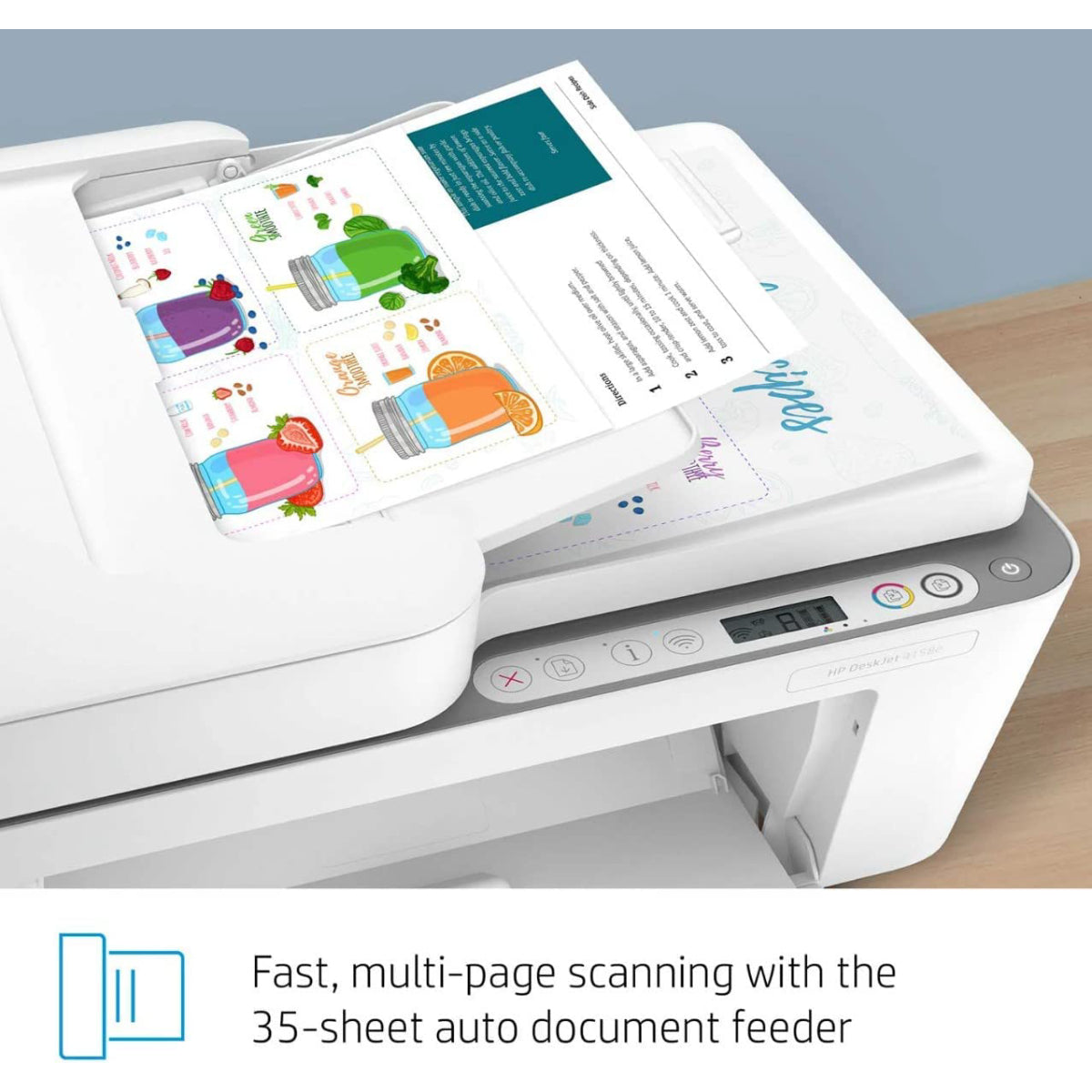 Impresora multifunción de inyección de tinta a color inalámbrica HP DeskJet 4158E - Blanca