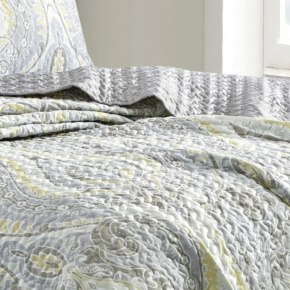 Esca Deianira King Size 3-Piece Microfiber Reversible Bedspread Set - Multicolor