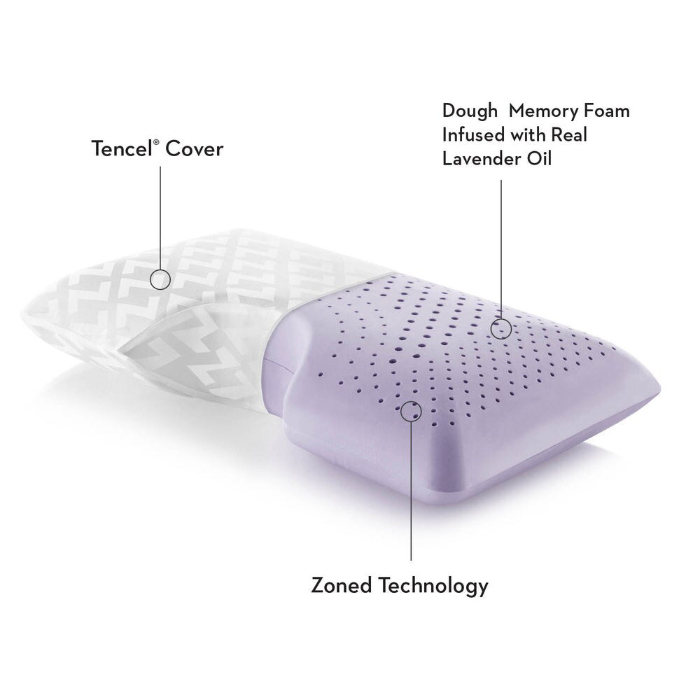 Almohada de espuma viscoelástica para hombros tamaño queen Malouf Zoned Dough Lavender - Color blanco