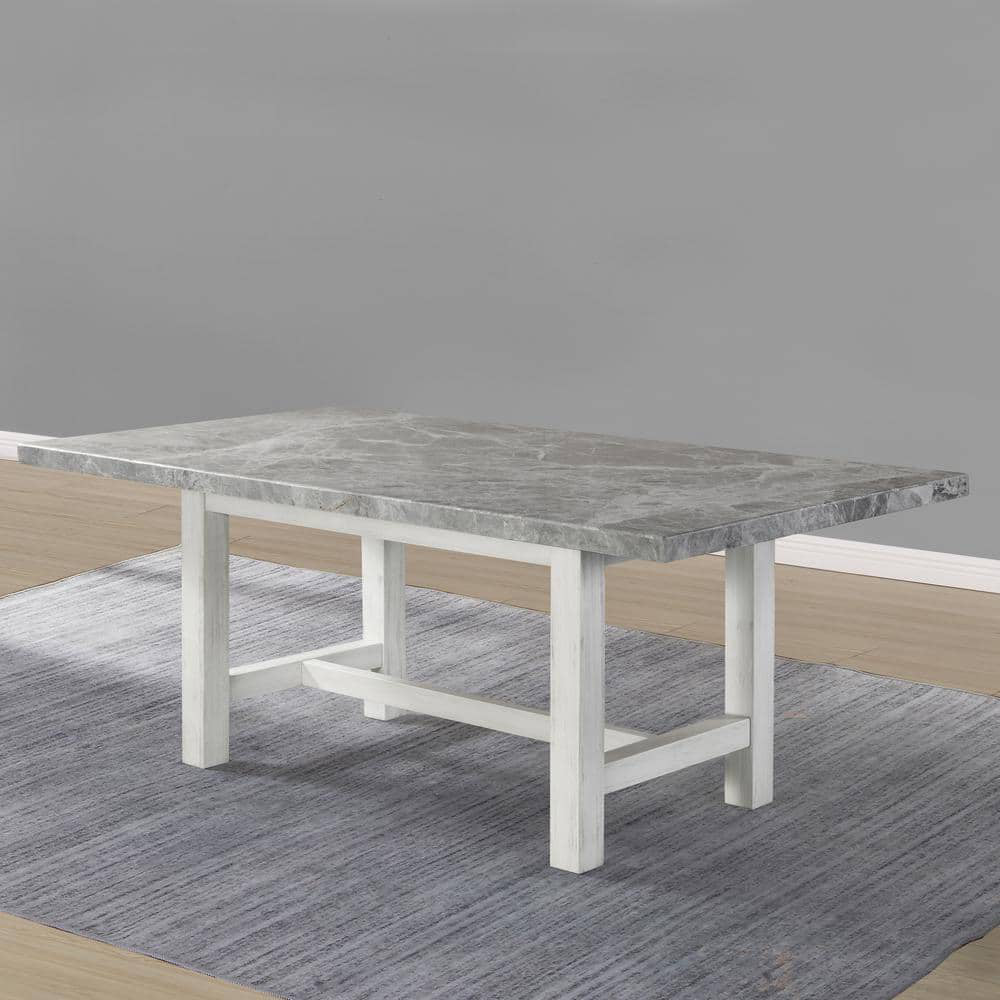 Mesa de comedor Canova de 78" con cubierta de mármol de Steve Silver Company - Gris